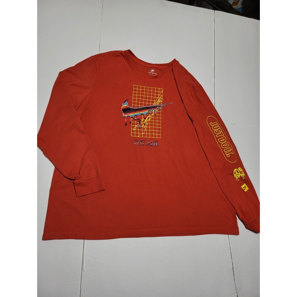 (#L7)The Nike Tee Long Sleeve Size Men's 4XL  Orange Crewneck  JUST DO IT